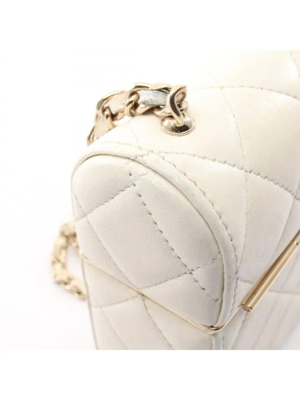 Chanel Shoulder Bag Quilted Mini White Lambskin Mini Chain